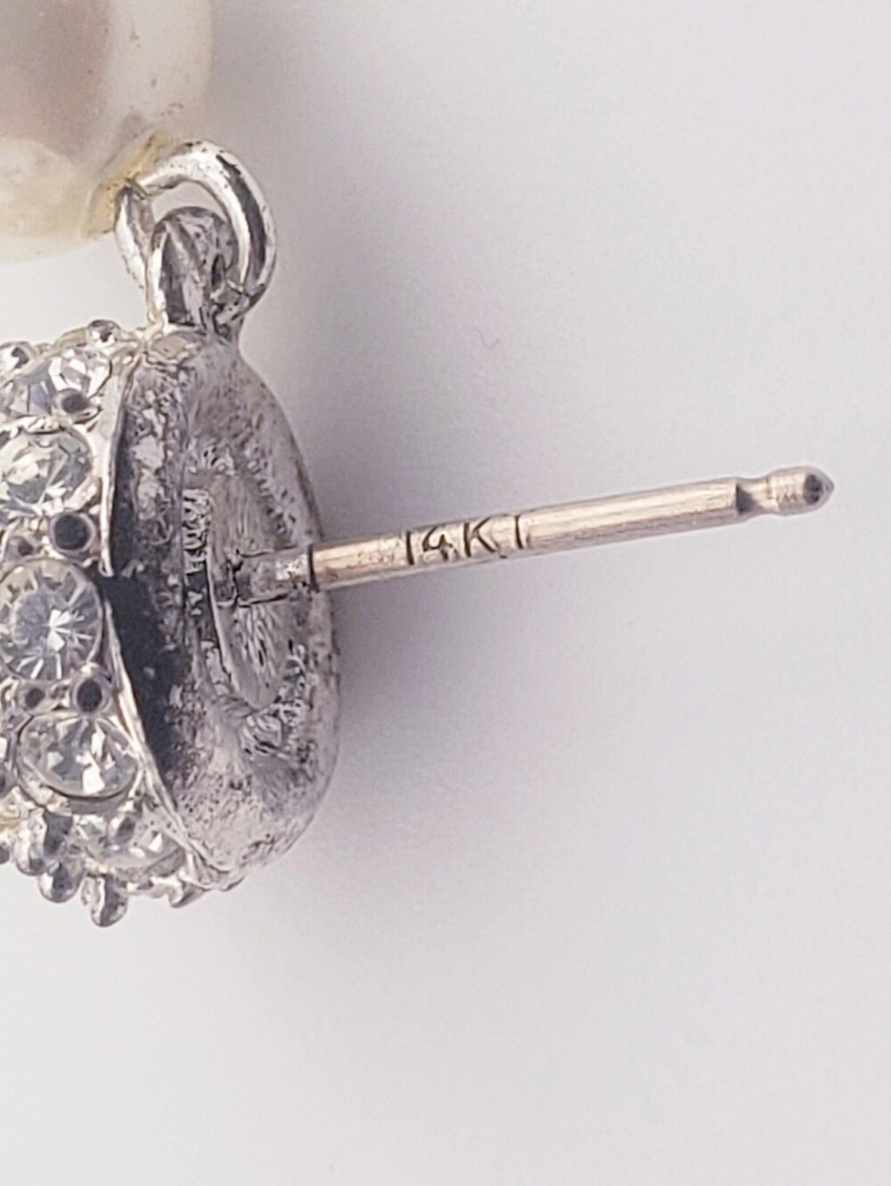Gorgeous 14K Silver Crystal & Pearl Drop Earrings - Picture 8 of 8